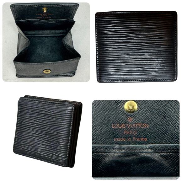 Louis Vuitton Black Epi Leather Porte Monnaie Boite Coin Case Wallet M63697 - Picture 1 of 11